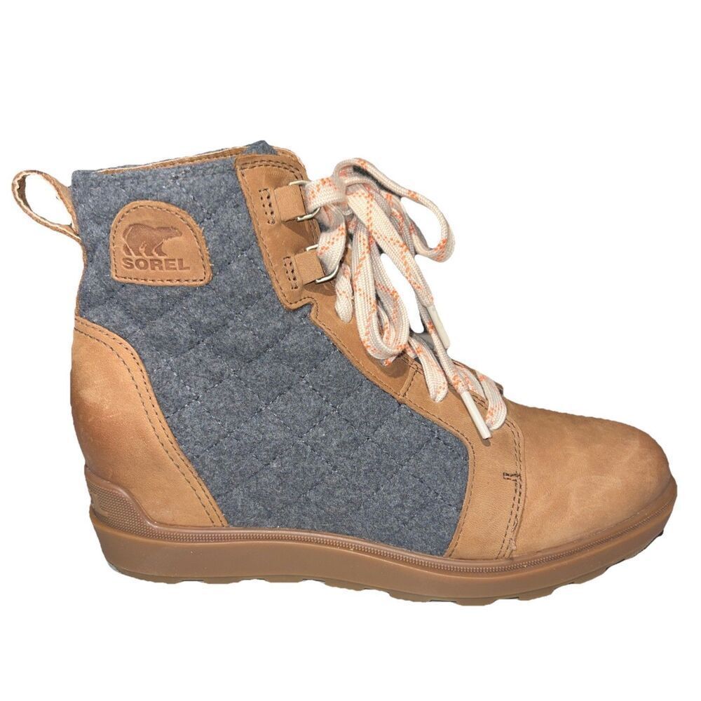 Sorel Women's Evie II Lace Boots  wedge Winter Shoes Boots 12 Brown quilted